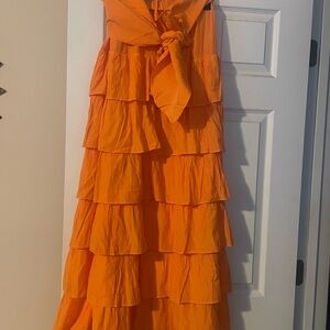 Vibrant Orange Tiered Dress